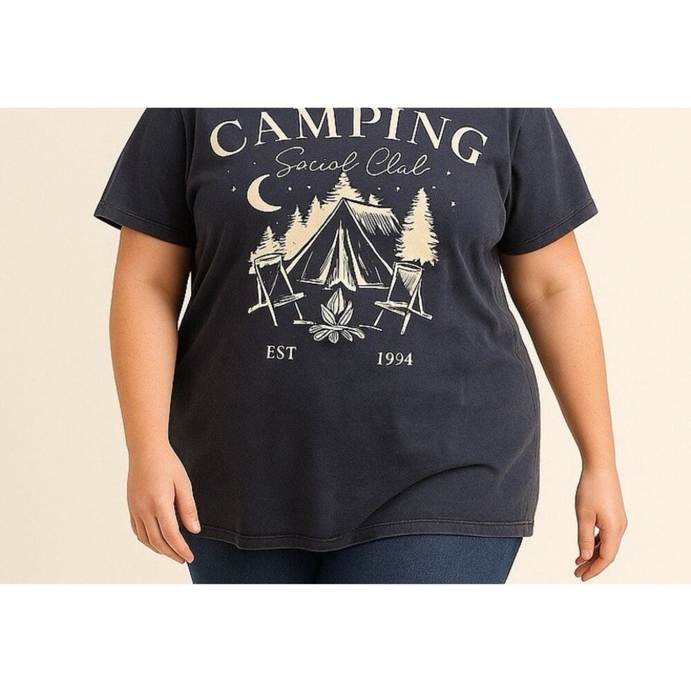 Camping Social Club Graphic Tee 1X Campcore Outdoors Vintage Wash Relaxed